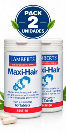 Pack 2 Maxi Hair Lamberts | Bienestar del Cabello, Piel y Uñas | 23 Nutrientes | 60 Comprimidos