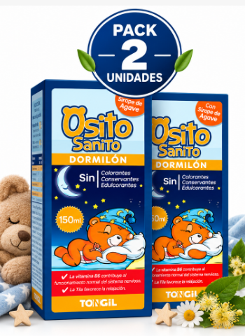 Pack 2 Osito Sanito Dormilón Tongil | Jarabe Infantil con Melisa, Tila y Vitamina B6 | 150ml
