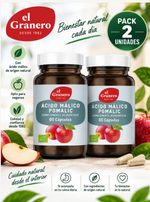 Pack 2 Ácido Málico Pomalic El Granero Integral | 60 Cápsulas 650 mg