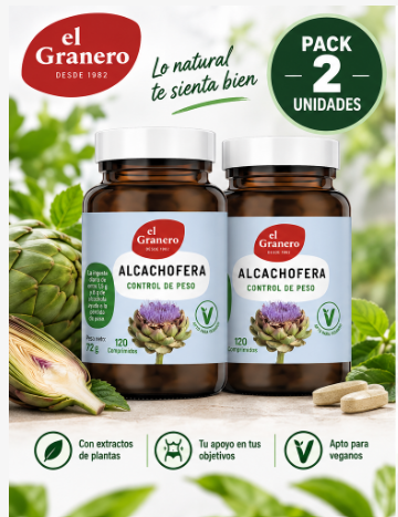 Pack 2 Alcachofera El Granero Integral | Alcachofa (Cynara scolymus) | 120 Comprimidos 600 mg