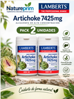 Pack 2 Alcachofa 7425 mg Alta Potencia Lamberts | 330 mg Extracto + 16 mg Cinarina | Vegano | 180 Comprimidos