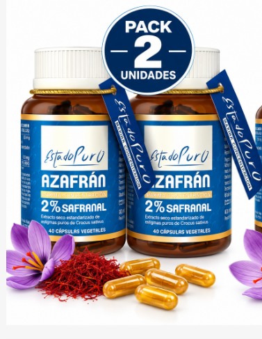 Pack 2 Azafrán 2% Safranal EstadoPuro | Con Vitamina B6 | 40 Cápsulas