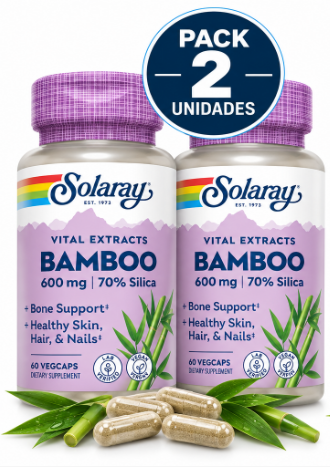 Pack 2 Bambú 600 mg Solaray | 70% Sílice | 60 Cápsulas