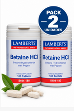 Pack 2 Betaína HCl con Pepsina Lamberts | 180 Comprimidos