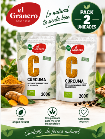 Pack 2 Cúrcuma y Pimienta BIO El Granero Integral | Especia en Polvo | 200 g