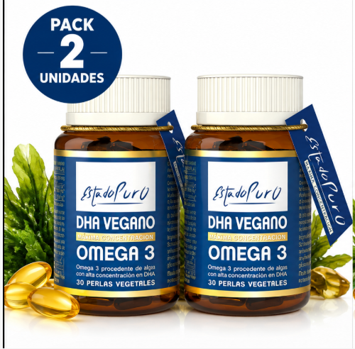 Pack 2 DHA Vegano EstadoPuro | Omega 3 de Microalgas | Apto Veganos