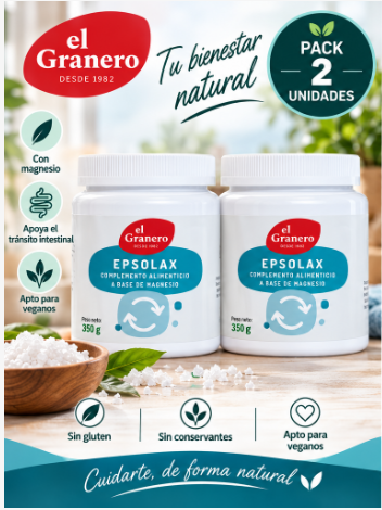 Pack 2 Epsolax Sales de Magnesio (Sales de Epsom) El Granero Integral | Uso en Baño | 350 g
