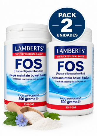 Pack 2 FOS Fructooligosacáridos Lamberts | Prebiótico | 500g Polvo