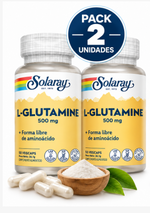 Pack 2 L-Glutamina 500 mg Solaray | Aminoácido | 50 Cápsulas