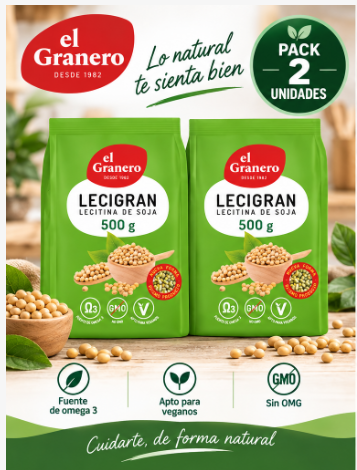 Pack 2 Lecigran Lecitina de Soja No GMO El Granero Integral | En Gránulos | 500 g