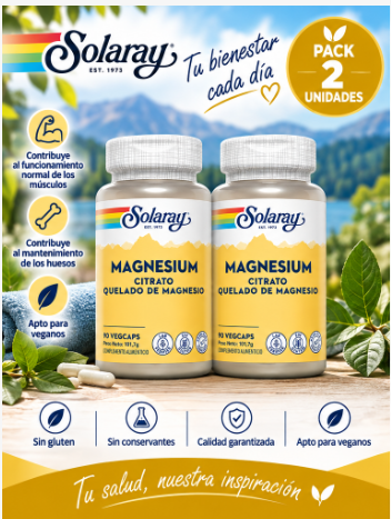 Pack 2 Magnesio Citrato Solaray | 90 VegCaps