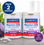 Pack 2 Magnesio 375mg Lamberts | Fórmula Una al Día | 100% VRN | Vegano | 60 Comprimidos
