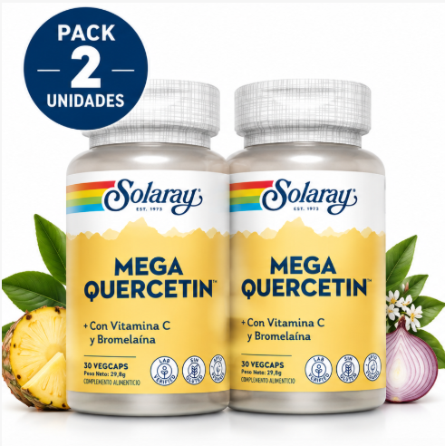 Pack 2 Mega Quercetin 600mg Solaray | Quercetina + Vitamina C + Bromelina | Vegano | 60 Cápsulas