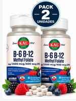 Pack 2 B6/B12 Methyl Folate (Homocystein) KAL| Formas Activas Metiladas | 60 Comprimidos Sublinguales