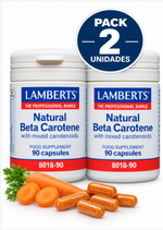 Pack 2 Betacaroteno Natural 15 mg Lamberts | Con Carotenoides Mixtos | 90 Cápsulas