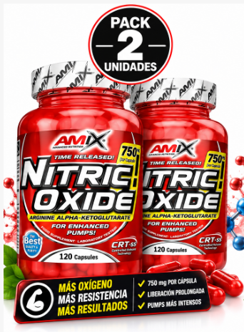 Pack 2 Óxido Nítrico Amix Time Released 750 mg | 120 Cáps