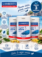 Pack 3 Omega 3 Ultra 1300mg Lamberts | Aceite de Pescado Puro | EPA+DHA | 60 Cápsulas