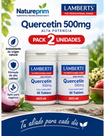 Pack 2 Quercetina 500 mg Alta Potencia Lamberts | Una al Día | Vegano | 60 Comprimidos