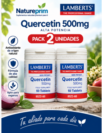 Pack 2 Quercetina 500 mg Alta Potencia Lamberts | Una al Día | Vegano | 60 Comprimidos
