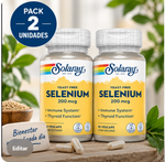 Pack 2 Selenio 200 mcg Sin Levaduras Solaray | L-Selenometionina | 90 Cápsulas