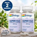Pack 2 Super NAC 600 mg Solaray | N-Acetil-L-Cisteina | 60 Cápsulas