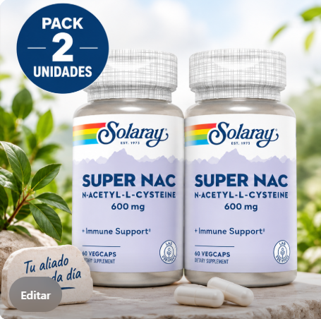 Pack 2 Super NAC 600 mg Solaray | N-Acetil-L-Cisteina | 60 Cápsulas