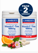 Pack 2 Vitamina C 1000 mg Liberación Sostenida Lamberts | Con Bioflavonoides | 180 Comprimidos