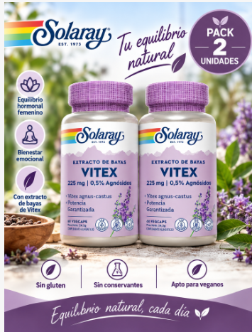 Pack 2 Sauzgatillo (Vitex agnus-castus) Solaray | 60 VegCaps