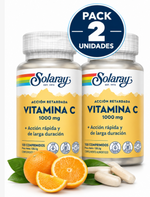 Pack 2 Vitamina C 1000 mg Acción Retardada Solaray | 100 Comp