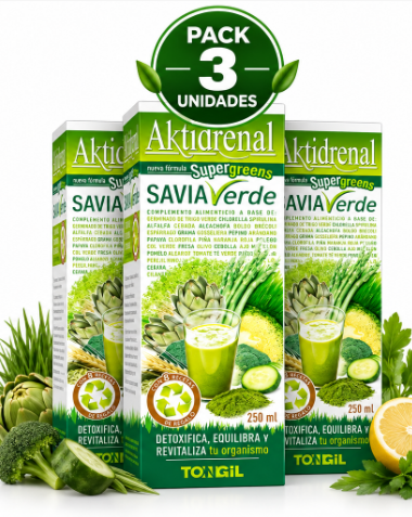Pack 3 Savia Verde Tongil Aktidrenal | Algas y Extractos Vegetales Concentrados | 250ml