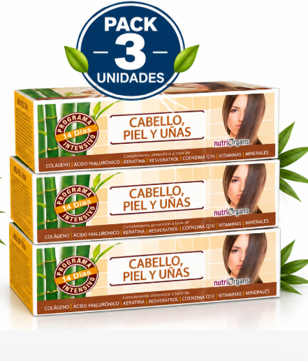 Pack 3 Cabello, Piel y Uñas Tongil Nutriorgans | Verisol® + Cynatine® HNS | 14 Viales