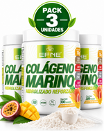 Pack 3 Colágeno Marino EFNE | Sabor Frutas Tropicales | Hidrolizado + Ácido Hialurónico, Vitamina C, Zinc y Selenio | 300g