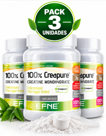 Pack 3 Creatina Creapure® EFNE | 100% Pureza Certificada | Vegana | 300g