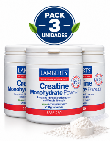 Pack 3 Monohidrato de Creatina en Polvo Lamberts | 100% Pura | 250g