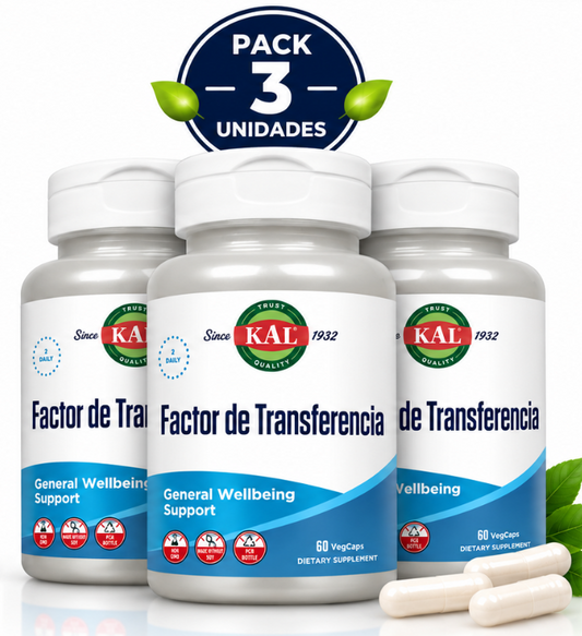 Pack 3 Factor de Transferencia KAL| Calostro, Lactoferrina y Beta-Glucanos | 60 VegCaps