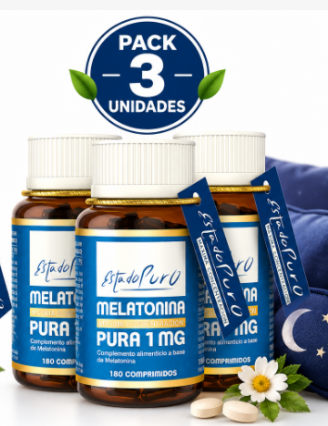 Pack 3 Melatonina Pura 1mg Tongil EstadoPuro | 180 Comprimidos