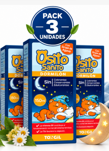 Pack 3 Osito Sanito Dormilón Tongil | Jarabe Infantil con Melisa, Tila y Vitamina B6 | 150ml