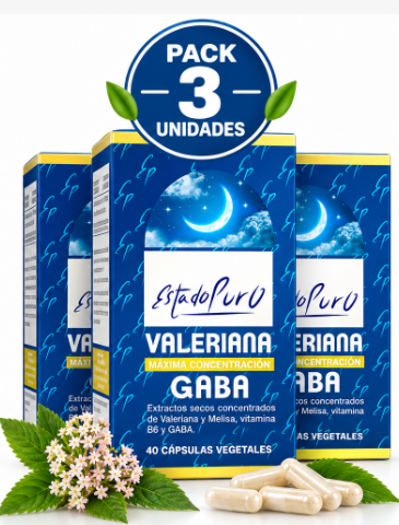 Pack 3 Valeriana GABA Tongil EstadoPuro | Valeripure™ + Melisa + Vitamina B6 | 40 Cápsulas