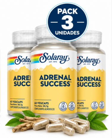 Pack 3 Adrenal Success Solaray | 8 Plantas con Vitaminas C, B5 y B6 | 60 Cápsulas