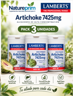 Pack 3 Alcachofa 7425 mg Alta Potencia Lamberts | 330 mg Extracto + 16 mg Cinarina | Vegano | 180 Comprimidos