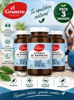 Pack 3 Citrato de Magnesio (MG 500) El Granero Integral | Alta Absorción | 300 Comprimidos 760 mg