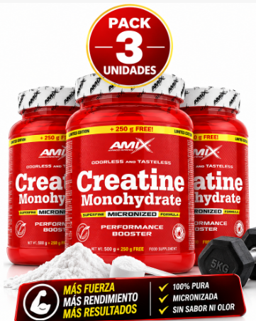 Pack 3 Creatina Monohidrato Micronizada Amix | 750 g