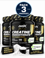 Pack 3 Creatina Monohidrato Creapure® 300g - Amix Black Line | Súper Micronizada 100 Dosis
