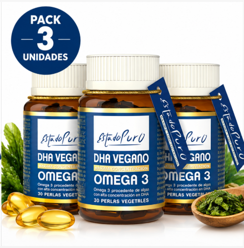 Pack 3 DHA Vegano EstadoPuro | Omega 3 de Microalgas | Apto Veganos