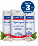 Pack 3 Digestizyme Enzimas Digestivas Lamberts | Lipasa + Amilasa + Proteasa | Vegano | 100 Cápsulas