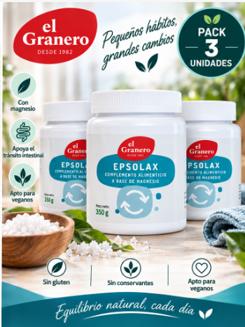 Pack 3 Epsolax Sales de Magnesio (Sales de Epsom) El Granero Integral | Uso en Baño | 350 g