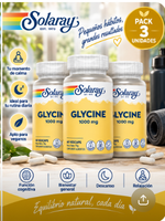 Pack 3 Glicina 1000 mg Solaray | Aminoácido | 60 VegCaps