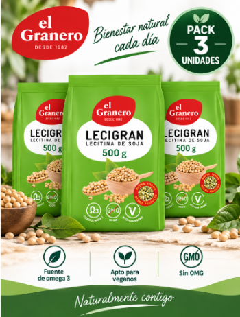 Pack 3 Lecigran Lecitina de Soja No GMO El Granero Integral | En Gránulos | 500 g