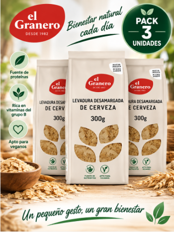 Pack 3 Levadura de Cerveza Desamargada El Granero Integral | 300 g
