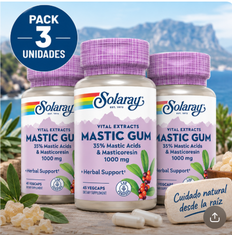 Pack 3 Mastic Gum 500 mg Solaray | Extracto de Lentisco | 45 Cápsulas